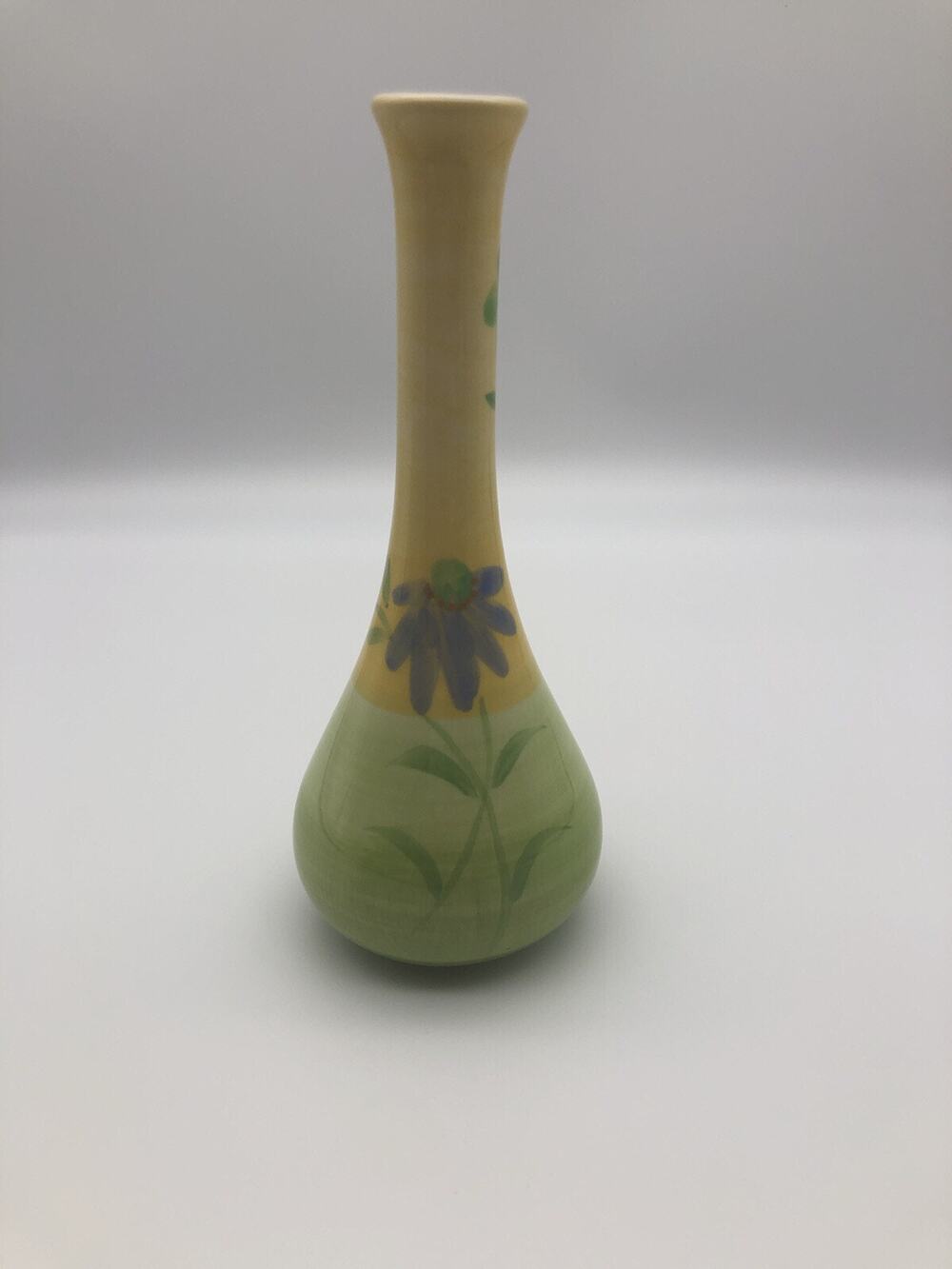 Flower vase by Herman Dodge & son, inc. Green/yellow- 6.5”x1”